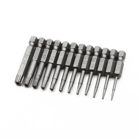 

Linyer 12Pcs Lengthen Security Bit Set Tamper-Proof Practical Rustproof Screwdriver Drill Bit Flat Head Wrench Accessories