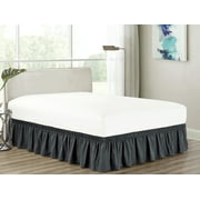 Heavy Duty Elastic Wrap-Around 18" Drop Dust Ruffled Bed Skirt Box Spring Cover Gray King