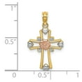 thumbnail image 3 of FB Jewels 14K Yellow White and Yellow Three Color Gold Cross with Flower and Hearts Pendant, 3 of 4