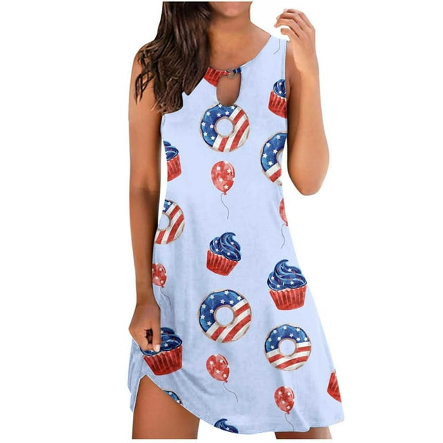 DPTALR Women's Printed Comfortable Loose Sleeveless Casual Tops Dress
