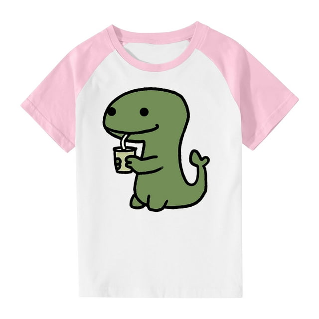 RXIRUCGD 2025 Vêtements d'Été pour Enfants Tout-Petits Garçons Filles Mode Mignon Col Rond Imprimé Manches Courtes Haut