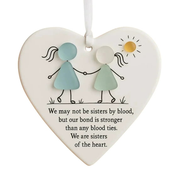 Heart Shaped Ceramic Hanging Ornament with House Design and Thoughtful Neighbor Quote for Home Decoration Gift