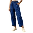 thumbnail image 2 of Ndbuld Womenspants Ladies' Casual And Fashionable Elastic Waist Pocket Solid Color Pants,Blue,L, 2 of 6