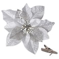 thumbnail image 4 of Injueey 15/5 uds, polvo de brillo de flores artificiales de Navidad, adornos de árbol de Navidad DIY, flores falsas, decoraciones de Año Nuevo de Kits de decoración para fiestas plata 15PCS Injueey HA008415-04, 4 of 6