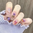 thumbnail image 1 of Uñas postizas cuadradas cortas con flores, lindas uñas adhesivas acrílicas de primavera, uñas artificiales brillantes para mujeres y niñas, decoraciones de manicura, 24 piezas, 1 of 4