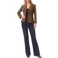 thumbnail image 2 of INSPIRE CHIC Corduroy Blazer for Women's Notched Lapel Long Sleeve Casual One Button Jacket with Pockets S Brown, 2 of 6
