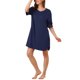 thumbnail image 2 of INSPIRAR CHIC Camisón de Pijamas para Mujeres, Vestido de Pijamas, Ropa de Dormir, Manga Corta, Azul, Grande, 2 of 7