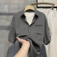 thumbnail image 4 of LODIENY Adjustable Short Sleeve Button Down Shirts for Men with Pocket Collared Basic Casual Summer Beach Shirt Dark Gray XXL, 4 of 7