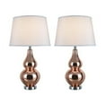 thumbnail image 3 of Aspen Creative 40026, Two Pack Set 26" High Modern Glass Table Lamp, Red Copper with Chrome Base and Hardback Empire Shaped Lamp Shade in White, 15" Wide, 3 of 4