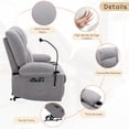 thumbnail image 5 of Harper & Bright Designs Power Lift Recliner Chair Electric Recliner for Elderly Recliner Chair with Massage and Heating Functions, Remote, Phone Holder Cup Holders for Living Room, Grey, 110°to 135°, 5 of 11