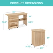 Best Choice Products Sewing Machine Table & Desk w/ Craft Storage and Trays - Light Brown
