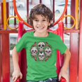 thumbnail image 3 of Tee Hunt Day of The Dead Floral Sugar Skulls Youth T-Shirt Dia de Los Muertos Kids, Green, Small, 3 of 5