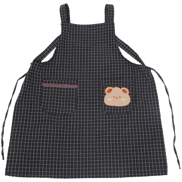 Houderco Delantal De Tela Para Barbería Y Cocina Con Bolsillo Frontal Grande En Color Negro