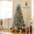 thumbnail image 2 of Patiojoy 7 FT Artificial Christmas Tree Pre-lit Xmas Tree with  Branch Tips LED Lights Silver Tinsel Leaves, 2 of 9