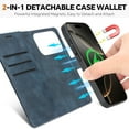 thumbnail image 3 of Wallet Case for iPhone 17 Pro, Detachable 2-in-1 PU Leather Flip Folio Case Support MagSafe Wireless Charging, Vintage Card Slots Kickstand Phone Cover for iPhone 17 Pro, Blue, 3 of 7