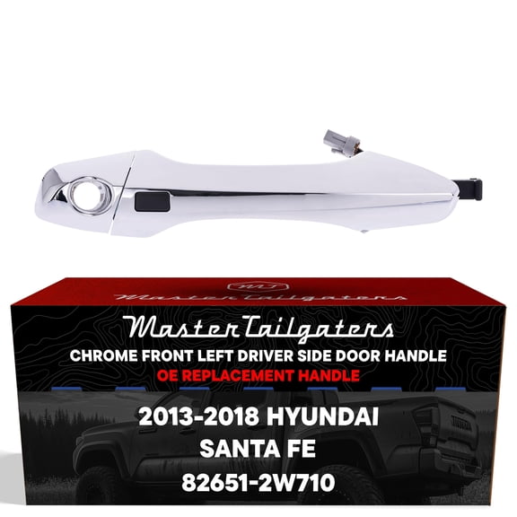 Exterior Door Handle Chrome Replacement for Hyundai Santa Fe (2013-2018) OE Part # 82651-2W710 | Front Left Driver Side w/ Keyhole