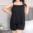 thumbnail image 3 of fatyb Women's Plus Size Pajama Sets Spaghetti Straps Tank Tops Elastic Waist Shorts Lounge for Ladies, 3 of 7