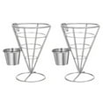 thumbnail image 3 of CSChome Support de Frites Panier avec Trempette Support de Frites Collations Apéritifs Cône en Acier Inoxydable Restaurant Buffet, 3 of 6