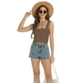 thumbnail image 2 of Womens Ribbed Crop Top 2024 Square Neck Sleeveless Sexy Summer Knit Tops Basic Tank Tops, 2 of 6