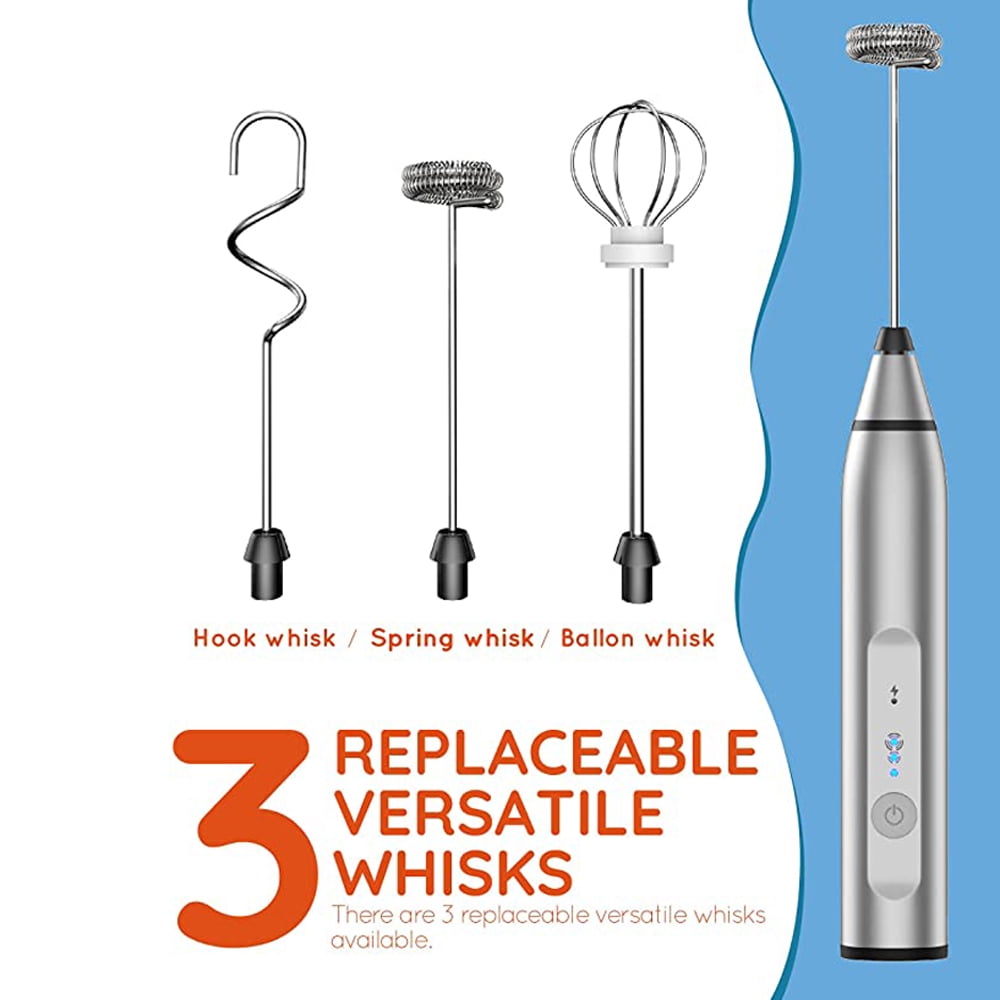 Milk Frother Rechargeable Handheld, Electric Whisk Coffee Frother Mixer