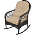 thumbnail image 3 of LVUYOYO Outdoor Wicker Rocking Chair All Weather w/ Cushions Garden Patio Yard Porch Lawn Balcony Backyard, Beige, khaki, 3 of 9