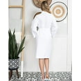 thumbnail image 5 of Lotus Linen Knee-Length Waffle Robe Women - Lightweight Short Spa Bathrobe, White XXL, 5 of 6