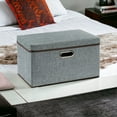 thumbnail image 2 of Large Collapsible Storage Bins with Lids Linen Fabric Foldable Storage Boxes Organizer Containers Organization Baskets for Bedroom Closet Set of 2, 2 of 5