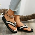 thumbnail image 7 of XIMIN New Women's Rhinestone Platform Sandals High | Low Platform T-Strap Jewel Sandals High Wedge Beach Flip Flops Summer Vacation Footwear (8.5, Silver), 7 of 7