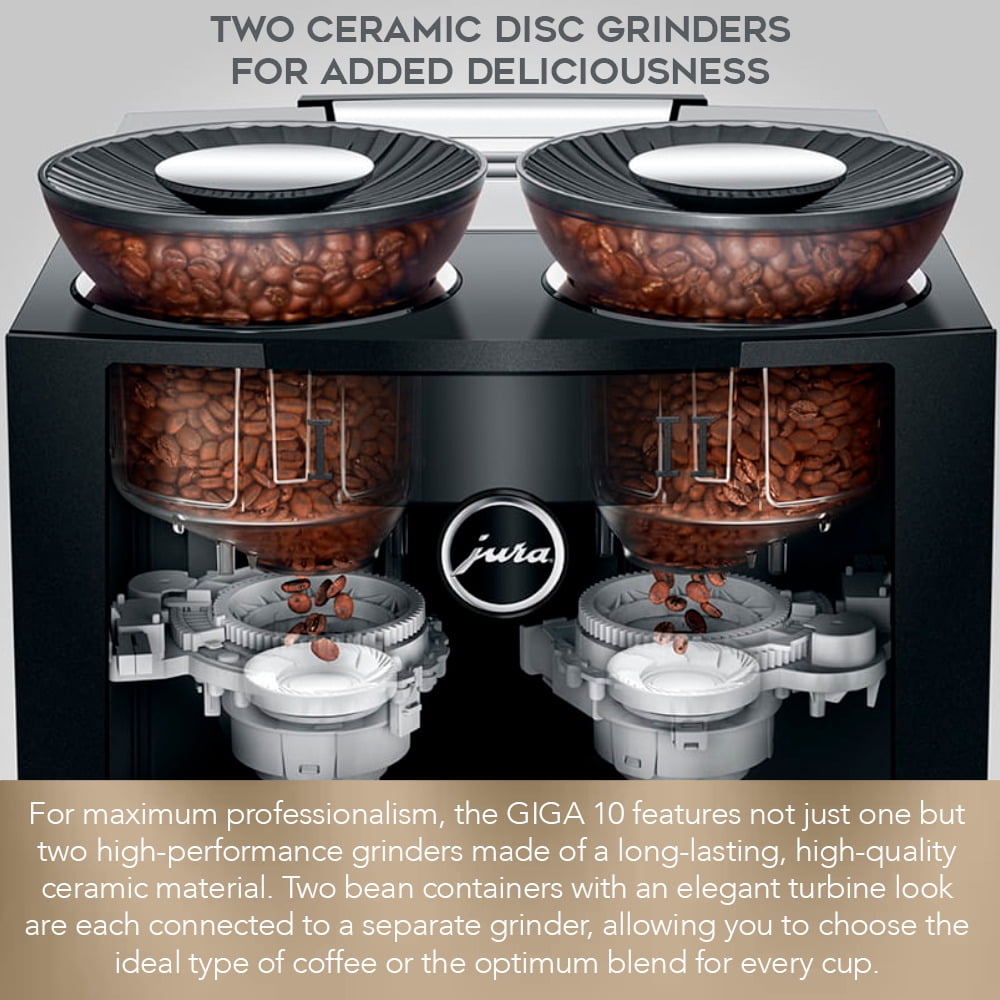 Jura GIGA 10 Automatic Espresso Machine (Diamond Black) with Capresso Coffee Bean, and Accessories