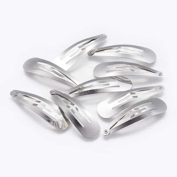 50Pcs Iron Snap Hair Clip Findings Platinum 1.89x0.51 Inch grey