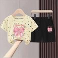 thumbnail image 2 of KPOPLK Baby Girl Summer Clothes Floral Print Short Sleeve T Shirt + Shorts Sets Infant Toddler Outfits 0-4 Years Old(4-5 Years,Yellow), 2 of 4