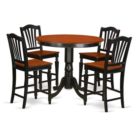TRCH5-BLK-W 5 Pc counter height Dining room set - counter height Table and 4 Kitchen Chairs.