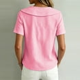 thumbnail image 4 of Women's Sailor Lapel Blouse Solid V Neck Short Sleeve Tunic Shirts Lightweight Summer Basic Tops Casual Outfit Pink, 4 of 6