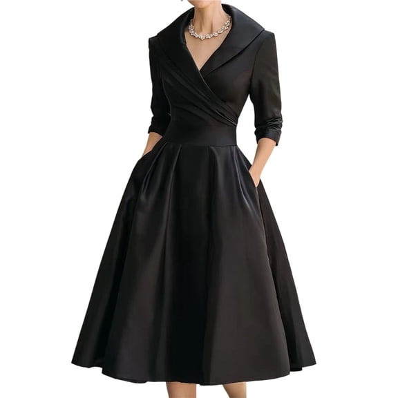 Women'S Vintage Dress Fall Fit Long Sleeve Elegant Cocktail Party Formal Church Dresses