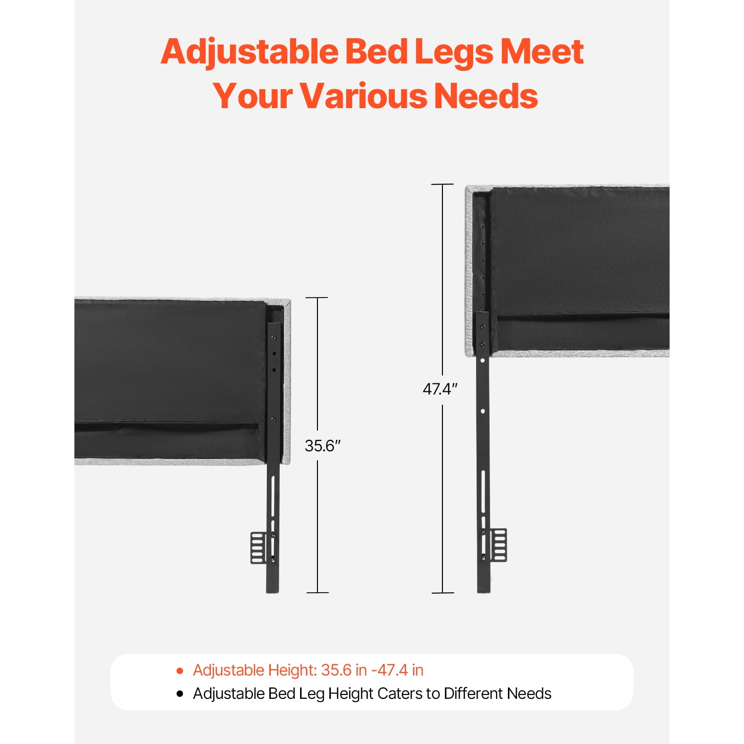KFFKFF Full Size Headboard, Upholstered Headboard with Height Adjustable from 35.6-47.4 inches, Suitable for Bedrooms, Hotels, Guesthouse, Dormitory