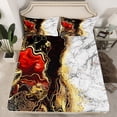 thumbnail image 2 of jejeloiu Abstract Fulid Art Twin Sheet Sets,Marble Desgin Twin Fitted Sheet,Gold Glitter Print Flat Sheet For Adults,Breathable Home Decor,3-Piece, 2 of 7