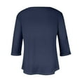 thumbnail image 5 of Up to 60% off Fall Fashion, Brilliant Womens 3/4 Sleeve Shirts Soft Cotton Plus Size Tops for Women Sexy V-Neck Blouse Casual Loose Long Sleeve Blouse Blue XXL, 5 of 5
