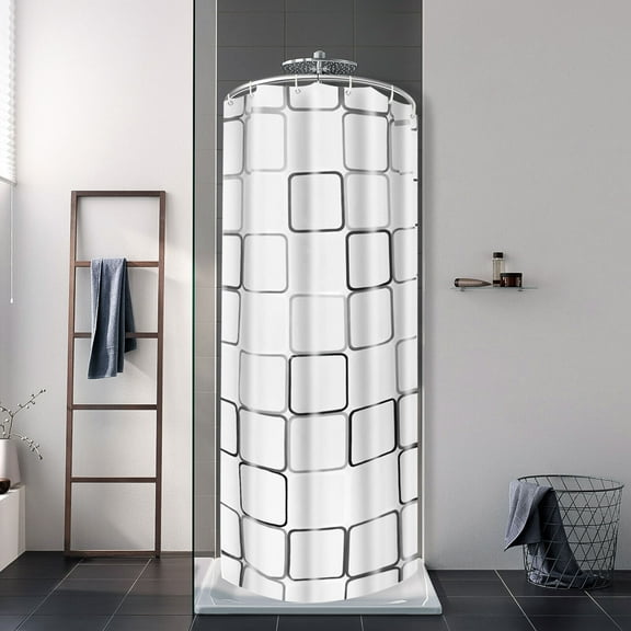 Stainless Steel Shower Curtain Rod 0.9-1.3m with 7.87ft*5.91ft Curtain