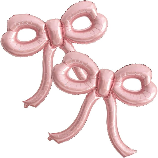 Yanonmyfd 4 Pcs Pink Bow Balloons Bow Party Decorations for Girl Women Pink Bow Birthday Decorations Giant Foil Balloon for Baby Shower Bridal Engagement Wedding Decor Bachelorette Party Supplies