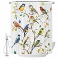 thumbnail image 2 of Bird Leaf Waterproof Fabric Shower Curtain,Spring Summer Tree Branch Farmhouse Retro Waterproof Fabric Shower Curtain for Bathroom Curtains Bathtubs Hotel Shower Curtains with 12 Hooks Stall 48x72in, 2 of 8