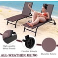 thumbnail image 3 of Patio Chaise Lounge Chair with Wheels, Set of 2 Outdoor Lounge Chairs with Adjustable Backrest, Waterproof Poolside Lounge Chairs, 3 of 6