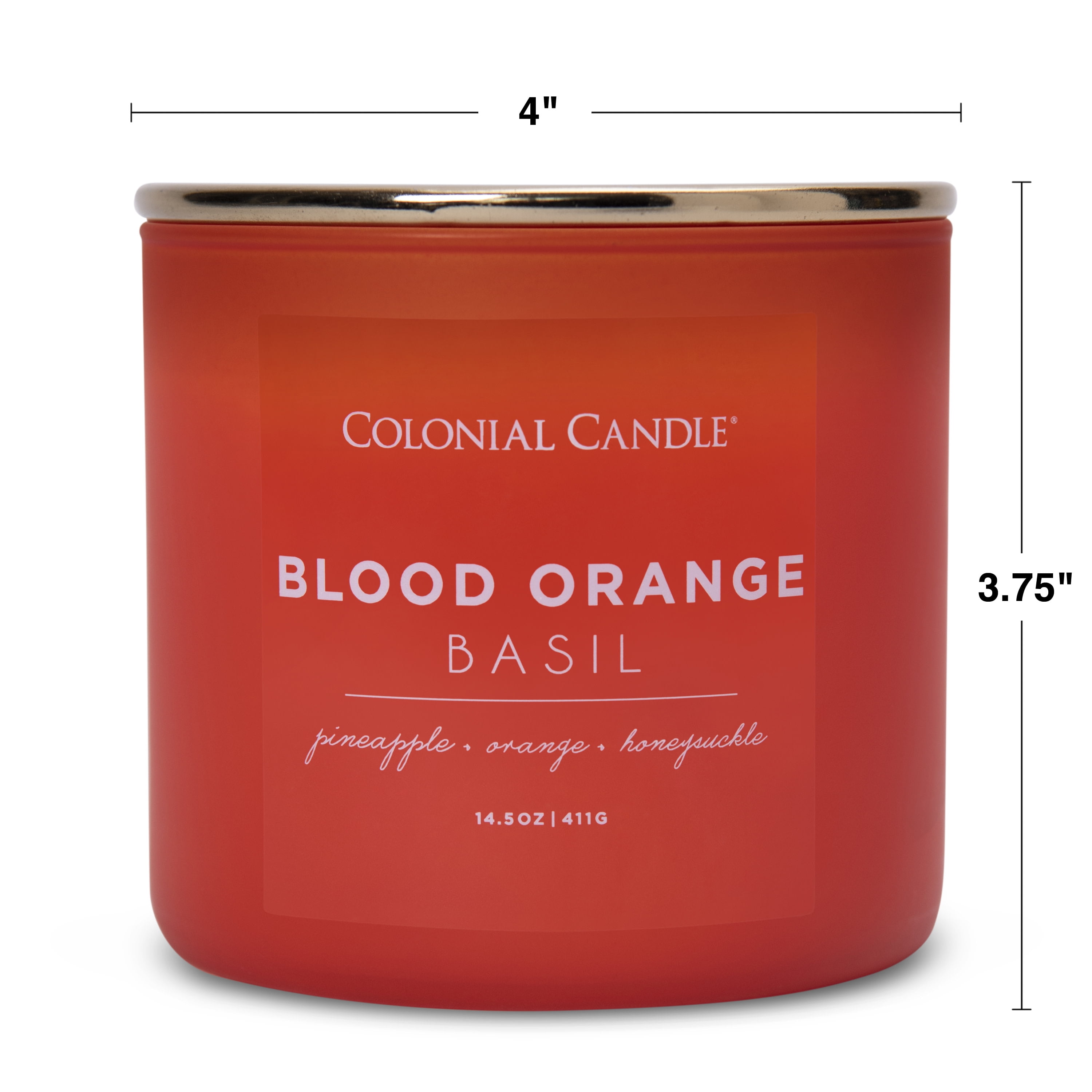 Colonial Candle Blood Orange Basil 3 Wick Candle, 14.5 oz, Orange