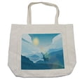 thumbnail image 1 of Winter Shopping Bag, Deer Along Antlers on Seasonal Mountain Valley Meadow Sunset Landscape, Eco-Friendly Reusable Bag for Groceries Beach and More, 15.5" X 14.5", Cream, by Ambesonne, 1 of 2