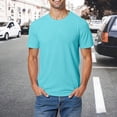 thumbnail image 2 of HXWCHs Men's Casual Short Sleeve T Shirt For Summer Outdoor Sports Loose Fit Breathable Workout Training Tee With Crew Neck Sky Blue XL, 2 of 5