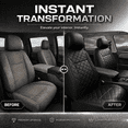 thumbnail image 5 of Road Comforts Car Seat Covers, Lauxury Diamond Quilted Leather Front Bucket Seat Covers, Airbag Compatible, Universal Fit Automotive Seat Covers with Piping Trim, Black, 5 of 7