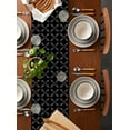 thumbnail image 3 of Table Runner 72 Inches Long for Kitchen Dining, Black Morocco Dresser Scarf Farmhouse, Dining Table Decorations for Wedding/Parties, Geometric Leaf Diamond Lattice Abstract 18 x 72 In, 3 of 9