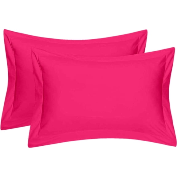 BedDecor 100% Egyptian Cotton 600TC 2PC Pillow Sham Solid (Hot Pink, King)