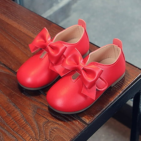 

CAICJ98 Toddler Shoes Fashion Autumn Girls Casual Shoes Flat Light Hook Loop Solid Color Bow Simple Style Little Girl Boots Size 12 (Red 7 Toddler)