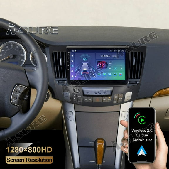 For Hyundai Sonata 2009-2010 Auto A/C Android 14 Car Stereo Radio Wireless CarPlay Android Auto WiFi Bluetooth GPS Nav DSP RDS SWC 2 32GB