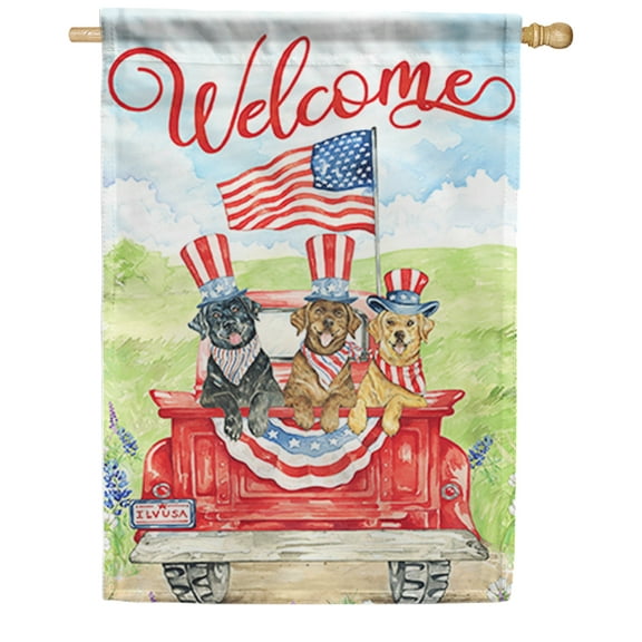 Carson House Flag - Patriotic Pups